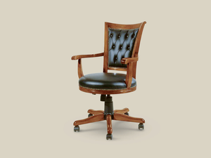 5120 - Leather and wood executive chair with castors with 5-spoke base _ Tarocco Vaccari Group